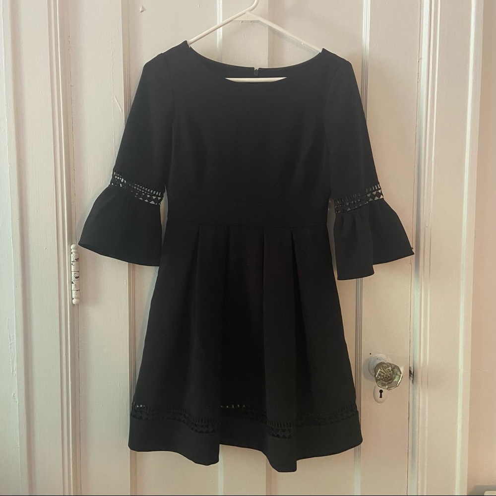 Eliza J Bell Sleeve Fit and Flare Dress, Size 2P, 3/4 Sleeves, Crochet Details